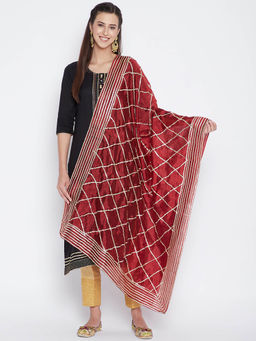 Clora Creation - Maroon Gota Patti Silk Blend Dupatta