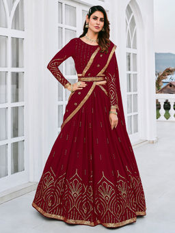 Odette - Classy Maroon Georgette Semi-stitched Lehenga Choli