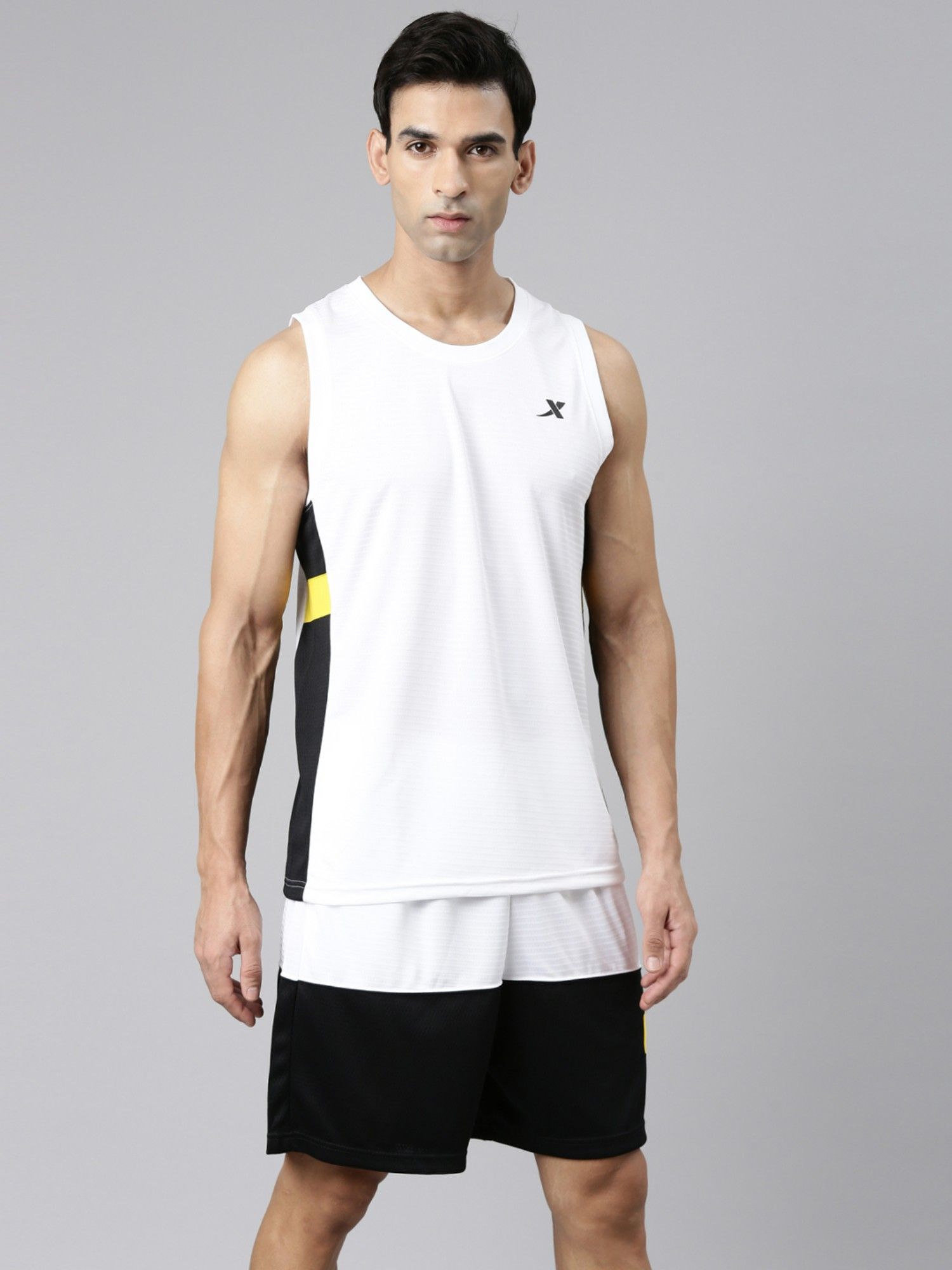 Buy Xtep White Sleeveless T-Shirt with Shorts (Set of 2) Online