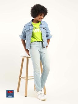 Levi's - Womens High Rise 724 Slim Straight Fit Blue Jeans