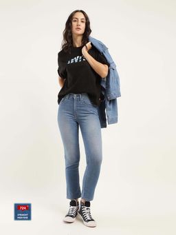 Levi's - Womens High Rise 724 Slim Straight Fit Blue Jeans