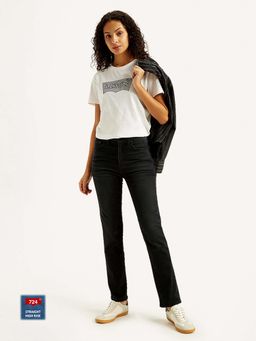 Levi's - Womens High Rise 724 Slim Fit Black Jeans