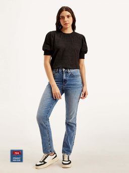 Levi's - Women's High Rise 724 Slim Straight Fit Blue Jeans