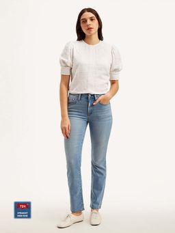 Levi's - Women's High Rise 724 Slim Straight Fit Light Blue Jeans