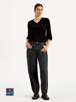 Levi's - Womens Mid Rise 94 Baggy Fit Charcoal-Grey Jeans