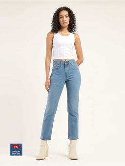Levi's - Womens High Rise 724 Slim Straight Fit Blue Jeans