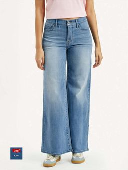 Levi's - Womens Mid Rise 318 Flared Blue Jeans
