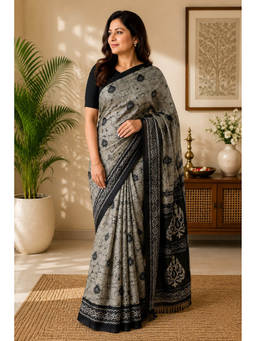 Kalakriti By Rachna - Grey Cotton Linen Saree