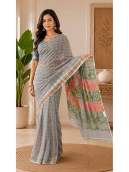 Kalakriti By Rachna - Grey Dhakai Jamdani Saree