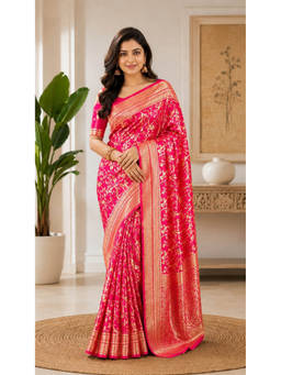 Kalakriti By Rachna - Pink Banarasi Silk Saree