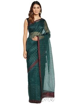 Fabindia - Green Jamdani Silk Sari