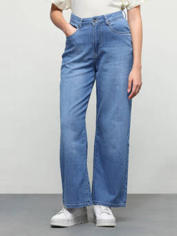 U.S. POLO ASSN. - Women Blue Solid/Plain Cotton Jeans