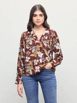 U.S. POLO ASSN. - Women Red Floral Viscose Top