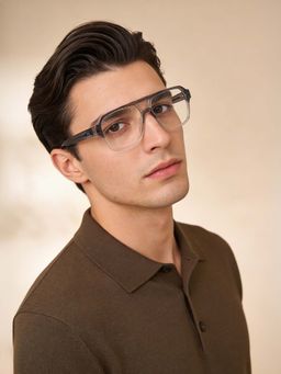 Guess - Eyewear for Men with Shiny Crystal Grey-Crystal Acetate Frame (56)