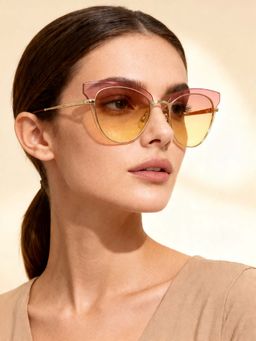 IDEE - Gold S2644 C1 64 Oval Frame Style Sunglasses_IDS2644C1SG