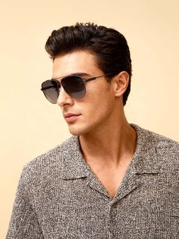 IDEE - Smoke Gradient Fm Lens Square Sunglass Full Rim Shiny Dark Gun Frame (60)