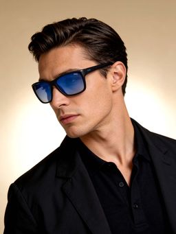 IDEE - Blue Gradient Lens Square Sunglass Full Rim Shiny Blue Frame (61)