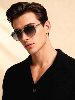IDEE - White Mirror Smoke Gradient Lens Square Sunglass Full Rim Shiny Dark Gun Frame (54)