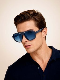 IDEE - Blue Rectangle 100% Uv Protected Polarized Sunglasses For Men Size 56