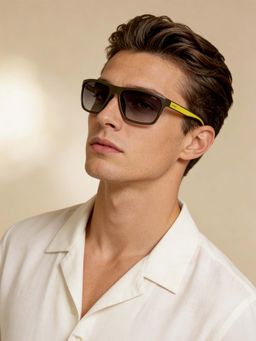 IDEE - Grey Rectangle 100% Uv Protected Polarized Sunglasses For Men Size 63