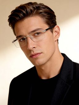 IDEE - Silver Rim Less Rectangular shaped eyewear for Men (ID1987C2FR) (52)