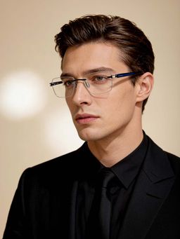 IDEE - Black Rim Less Rectangular shaped eyewear for Men (ID1981C2FR) (52)
