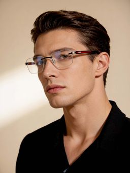 IDEE - Black Rim Less Rectangular shaped eyewear for Men (ID1981C1FR) (52)