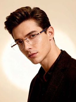 IDEE - Brown Rim Less Rectangular shaped eyewear for Men (ID1981C5FR) (52)