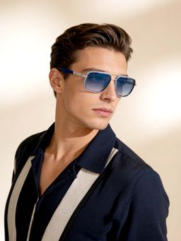 IDEE - 100% Uv Protected Rectangular Blue Sunglasses for Men-Ids3163C4Sg (57)