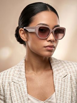 IRUS - Women UV Protected Full Rim Beige Frame Bordeaux Lens Sunglasses - IRS1237C4SG (55)