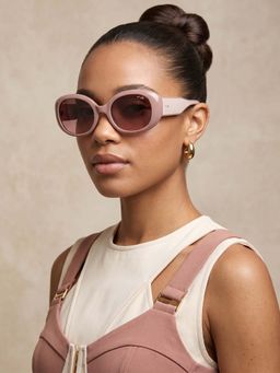 IRUS - Women UV Protected Full Rim Beige Frame Brown Lens Sunglasses - IRS1242C3SG (53)