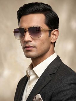 IRUS - Men UV Protected Grey Lens Irregular Sunglasses (60)