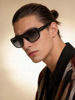 IRUS - Men UV Protected Grey Lens Rectangle Sunglasses (65)