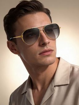 IRUS - Men UV Protected Grey Lens Pilot Sunglasses (59)