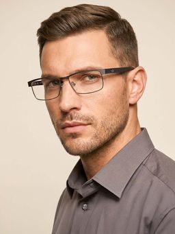 Police - Square VPL237K52568FR Grey Medium Eyeglass Frames