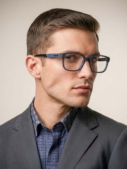 Police - Square VPL253Y53Z35MFR Blue Medium Eyeglass Frames