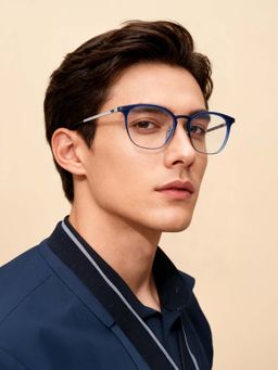 Police - Men Blue Oval Eyeglass Frame (51)