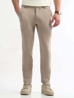 Arrow Sports - Beige Super Slim Fit Casual Trouser
