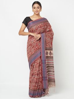 Fabindia - Cotton Kalamkari Printed Saree Without Blouse