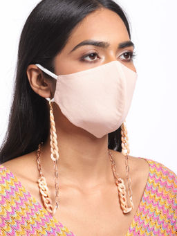 Blueberry - Peach 2 Ply Satin Resin Chain Mask (Pack of 2)