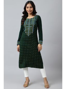 Aurelia - Green Printed Winter Kurta