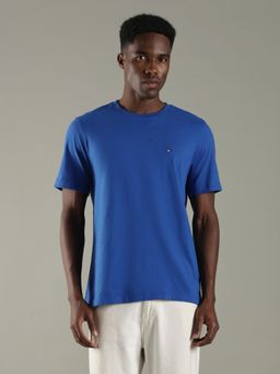 Tommy Hilfiger - Men Blue Solid Regular Fit Cotton T-Shirt