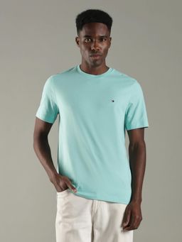 Tommy Hilfiger - Men Blue Solid Regular Fit Cotton T-Shirt