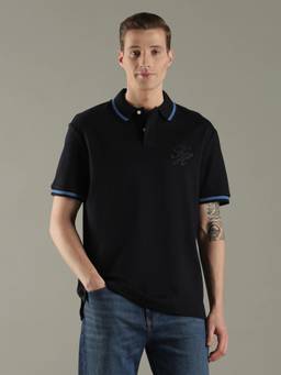 Tommy Hilfiger - Men Black Solid Regular Fit Cotton Polo T-Shirt