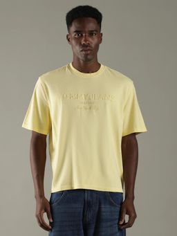 Tommy Hilfiger - Men Yellow Solid Regular Fit Cotton T-Shirt