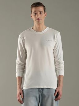 Tommy Hilfiger - Men White Solid Slim Fit Cotton T-Shirt