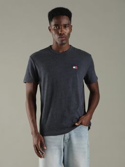 Tommy Hilfiger - Men Grey Solid Regular Fit Cotton T-Shirt