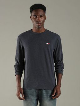 Tommy Hilfiger - Men Grey Solid Regular Fit Cotton T-Shirt