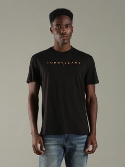 Tommy Hilfiger - Men Black Solid Regular Fit Cotton T-Shirt