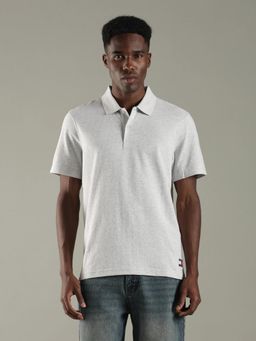 Tommy Hilfiger - Men Grey Solid Regular Fit Cotton Polo T-Shirt